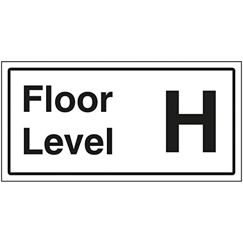 Schild"VSafety Floor Level H", 600 x 300 mm, 3 mm gebürstetes Aluminium von V Safety