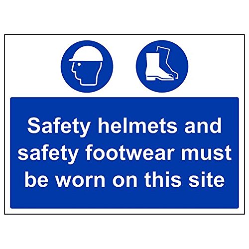 Schild "VSafety Helmets And Footwear Must Be Worn..." (3 Stück), 400mm x 300mm, 3 von V Safety