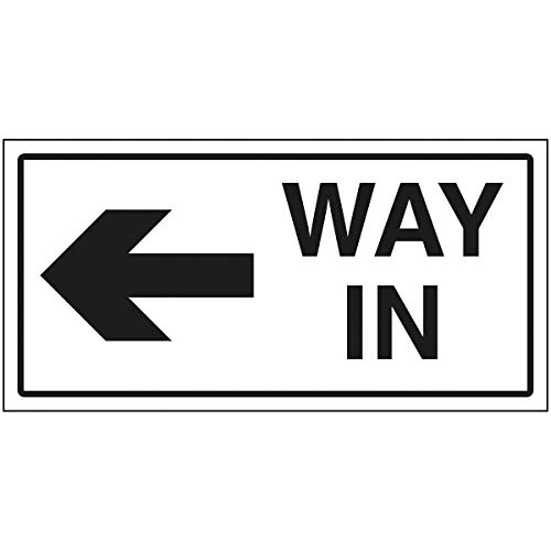 Schild mit Aufschrift"VSafety Way In Arrow Links", 600 x 300 mm, 3 mm gebürstetes Aluminium von V Safety