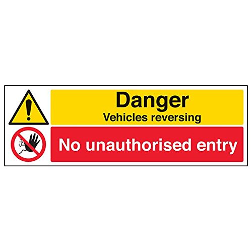 V Safety 64021BJ-S Schild "Danger Vehicles Reversing No Unauthorised...", 450 x 150 mm, 3 Stück von V Safety