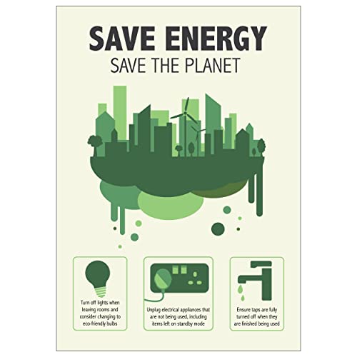 V Safety Energiesparposter "Save Energy Save The Planet", A3, 297 x 420 cm, Polypropylen von V Safety