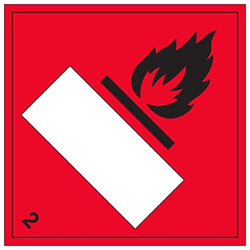 V Safety Flammable 2 UN Substance Numbering Hazard Label - 250 x 250 mm - Magnetisches Sicherheitsschild von V Safety