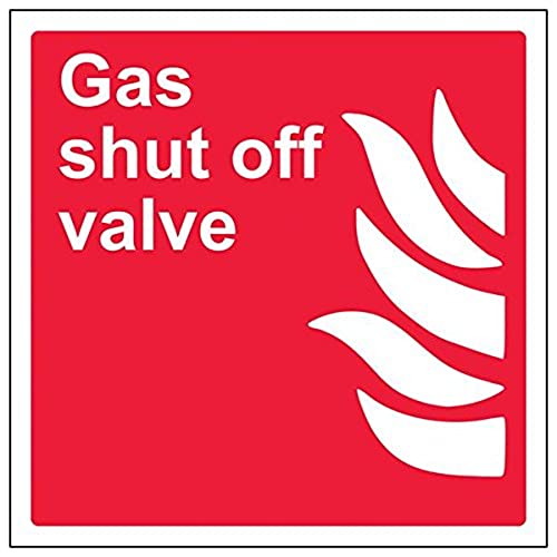 VSafety 13021AT-S'Gas Shut Off Valve' Schild, quadratisch, 200 mm x 200 mm (3 Stück) von V Safety
