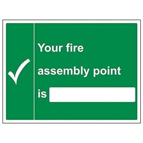 VSafety 17005BF-S'Your Fire Assembly Point Is' Schild, 400 mm x 300 mm (3 Stück) von VSafety