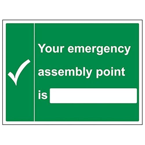 VSafety 17011BF-R Schild "Your Emergency Assembly Point Is", 400 mm x 300 mm, 3 Stück von V Safety