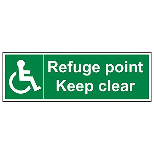VSafety 17051BP-S'Refuge Point Keep Clear' Schild, Querformat, 600 mm x 200 mm (3 Stück) von VSafety