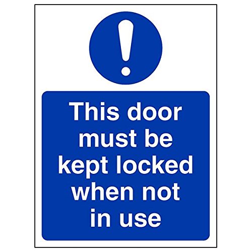 VSafety 18045AN-S'Door Must Be Kept Locked When Not In Use' Schild, 150 mm x 200 mm (3 Stück) von V Safety