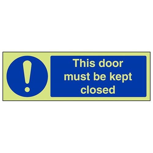 VSafety 18075AX-G Pflichtschild, This Door Must Be Kept Closed", Kunststoff, Querformat, 300 mm x 100 mm, blau von V Safety