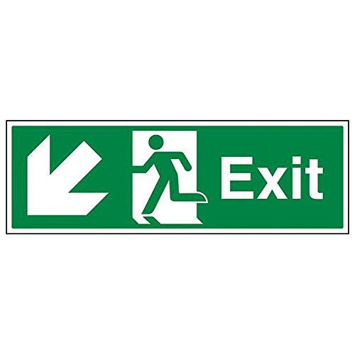 VSafety 21005BP-S'Exit Pfeil nach unten links' Schild, Querformat, 600 mm x 200 mm (3 Stück) von V Safety