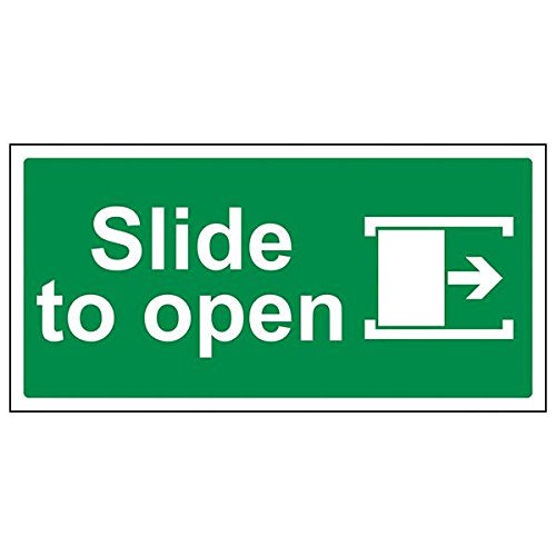 VSafety 22011AY-S'Slide To Open Right Schild, Querformat, 300 mm x 150 mm (3 Stück) von V Safety