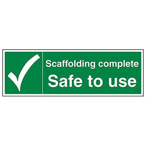 VSafety 23029BP-S Schild "Scaffolding Complete Safe To Use", 600 mm x 200 mm, 3 Stück von V Safety