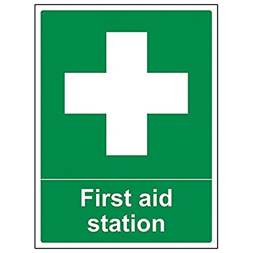 VSafety 31006BC-S Schild "First Aid Station", Hochformat, 300 x 400 mm, 3 Stück von V Safety