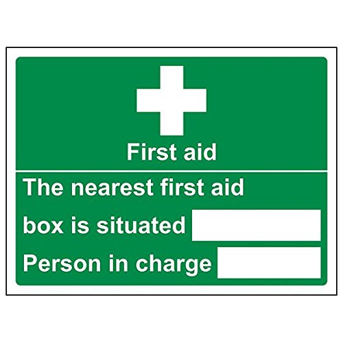 VSafety 31021AR-S Schild "First Aid Box situated", Querformat, 200 mm x 150 mm, 3 Stück von V Safety
