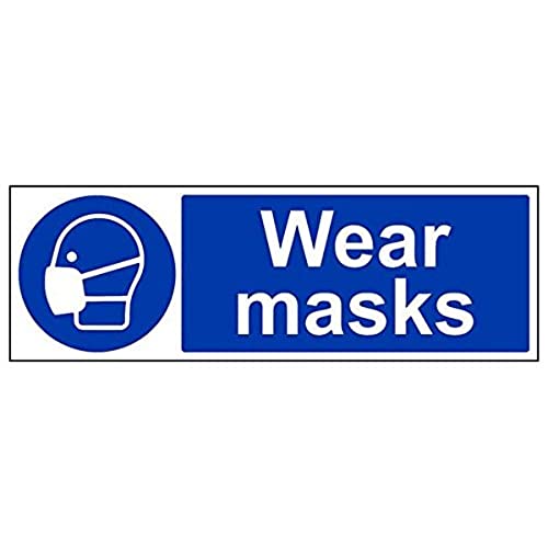 VSafety 41073BJ-R'Wear Masks' Schild, Querformat, 450 mm x 150 mm (3 Stück) von V Safety