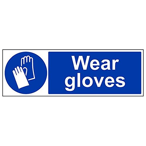 VSafety 41080BP-S'Wear Gloves' Schild, Querformat, 600 mm x 200 mm, 3 Stück von VSafety