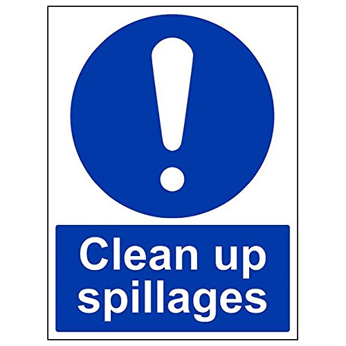 VSafety 43005BC-S Schild "Clean Up Spillages", Hochformat, 300 x 400 mm, 3 Stück von VSafety