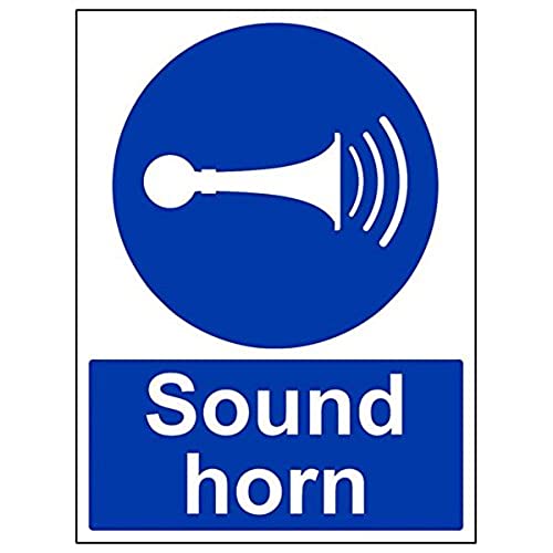 VSafety 43010BC-S Schild "Sound Your Horn", Hochformat, 300 mm x 400 mm, 3 Stück von VSafety