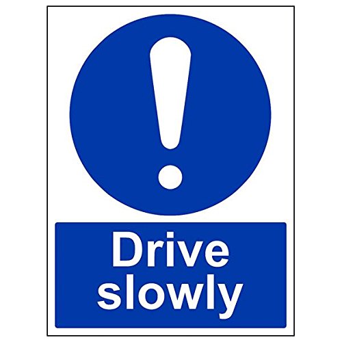 VSafety 43012BC-S Schild "Drive Slowly", Hochformat, 300 mm x 400 mm, 3 Stück von V Safety