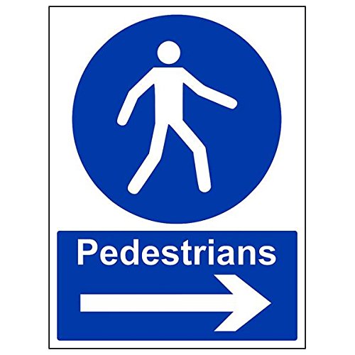 VSafety 43016BC-S Schild "Pedestrians/Arrow Right", Hochformat, 300 x 400 mm, 3 Stück von VSafety