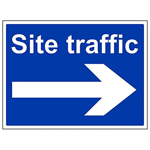 VSafety 43044BF-S Schild "Site Traffic/Pfeil rechts", Querformat, 400 mm x 300 mm, 3 Stück von VSafety