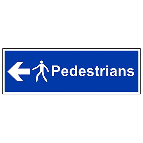 VSafety 43045BP-S'Pedestrians/Arrow Links' Schild, Querformat, 600 mm x 200 mm, 3 Stück von VSafety
