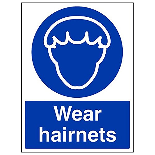 VSafety 44021BC-S "Wear Hairnets"-Schild, Hochformat, 300 mm x 400 mm, 3 Stück von V Safety