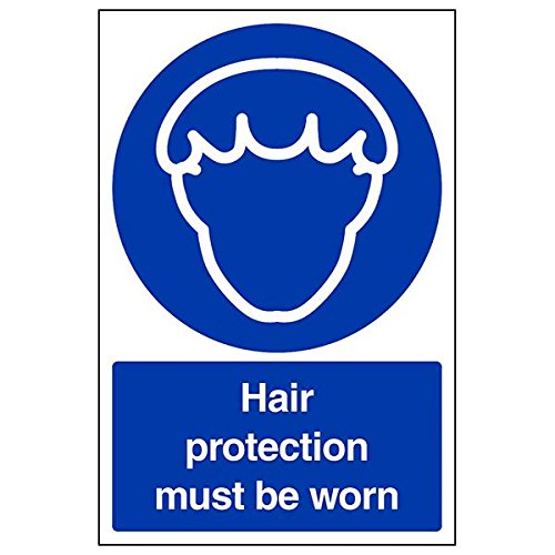VSafety 44022AU-S'Hair Protection Must Be Worn' Schild, Hochformat, 200 mm x 300 mm (3 Stück) von V Safety
