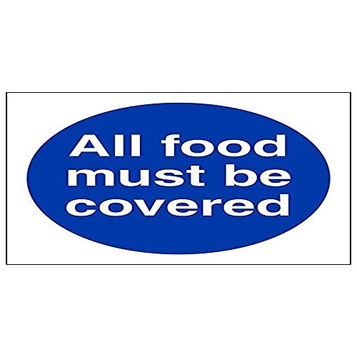 VSafety 44070AF-S Schild "All Food Must Be Covered", quadratisch, 100 mm x 100 mm, 3 Stück von V Safety