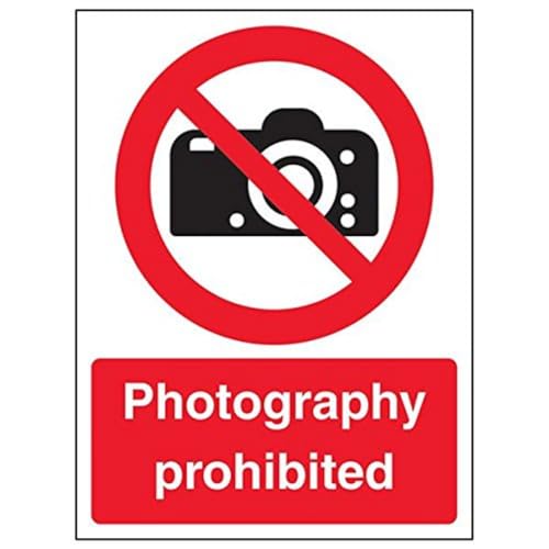 VSafety 53014AN-S Schild "Photography Prohibited", Hochformat, 150 mm x 200 mm, 3 Stück von V Safety