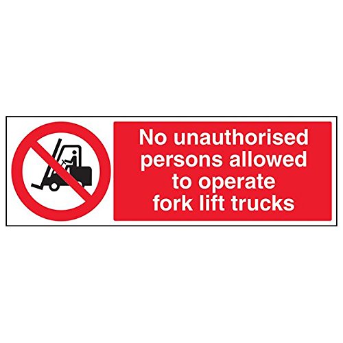 VSafety 56009BP-S Schild "No Unauthorised Persons/Fork Lift Trucks", 600 mm x 200 mm, 3 Stück von V Safety