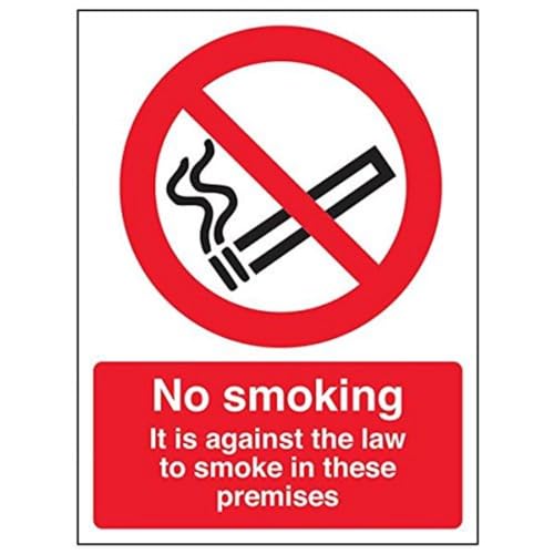 VSafety 57020AN-W'No Smoking/Against The Law' Schild, Hochformat, 150 mm x 200 mm (3 Stück) von V Safety