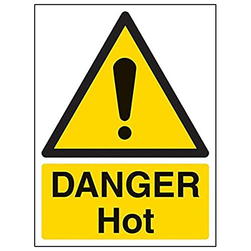 VSafety 62003AN-S Schild "Danger Hot", Hochformat, 150 mm x 200 mm, 3 Stück von V Safety