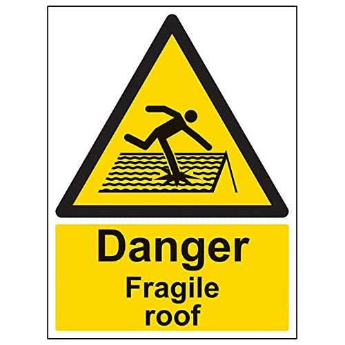 VSafety 63018BC-S Schild "Danger Fragile Roof", Hochformat, 300 mm x 400 mm, 3 Stück von V Safety