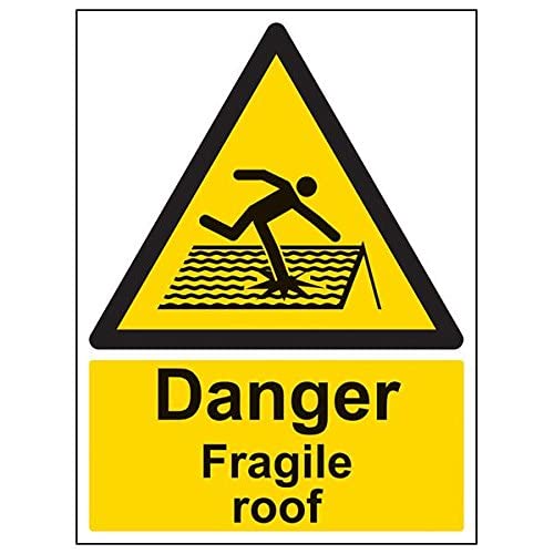 VSafety 63018BC-S Schild "Danger Fragile Roof", Hochformat, 300 mm x 400 mm, 3 Stück von VSafety
