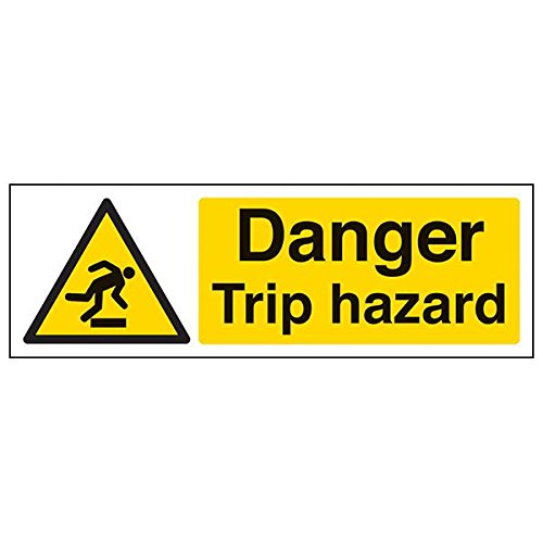 VSafety 63029AX-S'Danger Trip Hazard' Schild, Querformat, 300 mm x 100 mm (3 Stück) von V Safety
