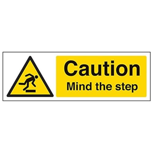 VSafety 63033AX-S Schild "Caution Mind The Step", Querformat, 300 mm x 100 mm, 3 Stück von V Safety