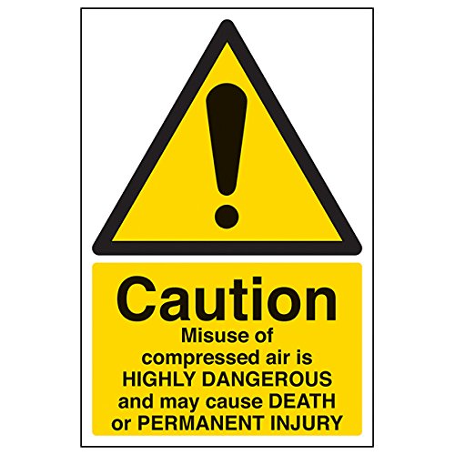 VSafety 65021AU-S Schild "Misuse of Compressed Air May Cause Death", 200 mm x 300 mm, 3 Stück von V Safety