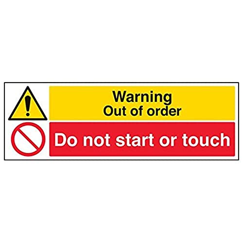 VSafety 65031BP-S Schild mit Aufschrift "Warning Out of Order/Do Not Start/Touch", 600 mm x 200 mm, 3 Stück von VSafety