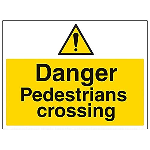 VSafety 67037BF-S'Danger Pedestrians Crossing' Schild, Querformat, 400 mm x 300 mm (3 Stück) von V Safety