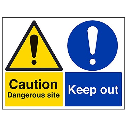 VSafety 67066BF-S Schild "Caution Dangerous Site/Keep Out", 400 mm x 300 mm, 3 Stück von V Safety