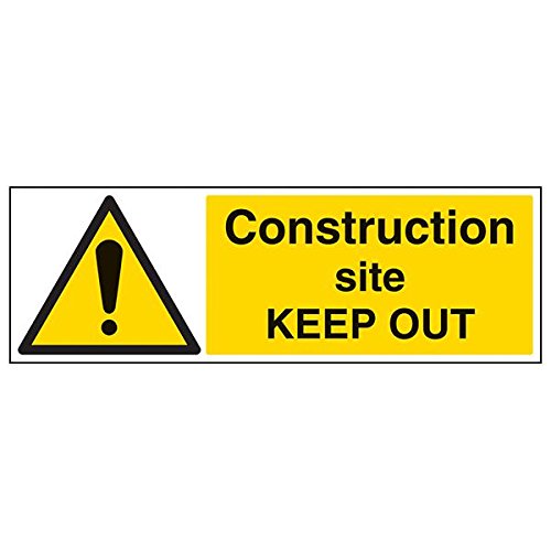 VSafety 67072BP-S Schild "Construction Site Keep Out", Querformat, 600 mm x 200 mm, 3 Stück von VSafety