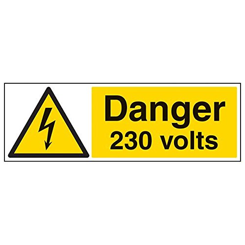 VSafety 68034BP-S'Danger 230 Volts' Schild, Querformat, 600 mm x 200 mm (3 Stück) von V Safety