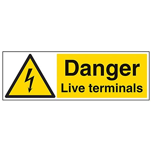 VSafety 68039BP-S 'Danger Live Terminals' Schild, Querformat, 600 mm x 200 mm, 3 Stück von VSafety