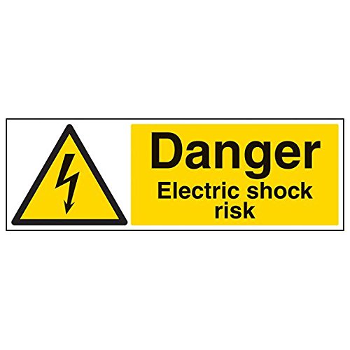 VSafety 68042BP-S Schild "Danger Electric Shock Risk", Querformat, 600 mm x 200 mm, 3 Stück von VSafety