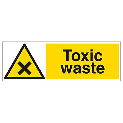 VSafety 6A063BP-S'Toxic Waste' Schild, Querformat, 600 mm x 200 mm (3 Stück) von V Safety