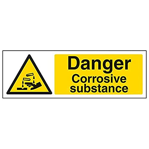 VSafety 6A073AX-S'Danger Corrosive Substance' Schild, Querformat, 300 mm x 100 mm (3 Stück) von V Safety