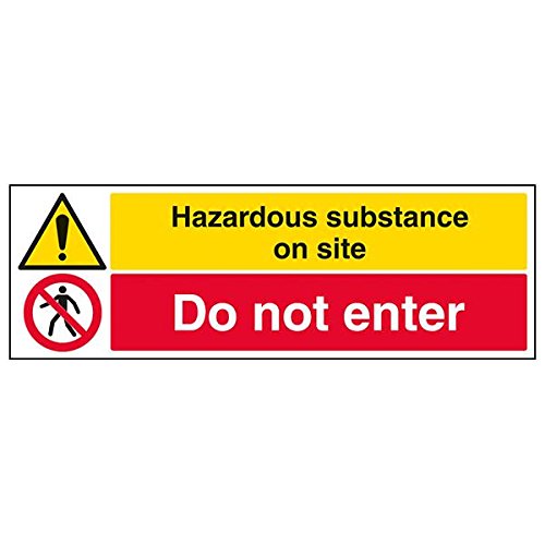 VSafety 6A079BP-S'Hazardous Substance/Do Not Enter' Schild, 600 mm x 200 mm (3 Stück) von VSafety