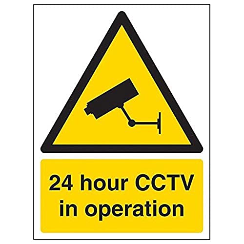 VSafety 6E001AN-R "24 Hour CCTV In Operation" Schild, Hochformat, 150 mm x 200 mm, 3 Stück von V Safety