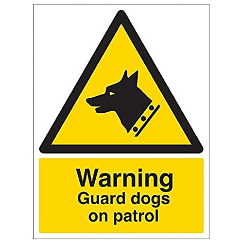 VSafety 6E013BC-S'Warning Guard Dogs On Patrol' Schild, Hochformat, 300 mm x 400 mm (3 Stück) von V Safety