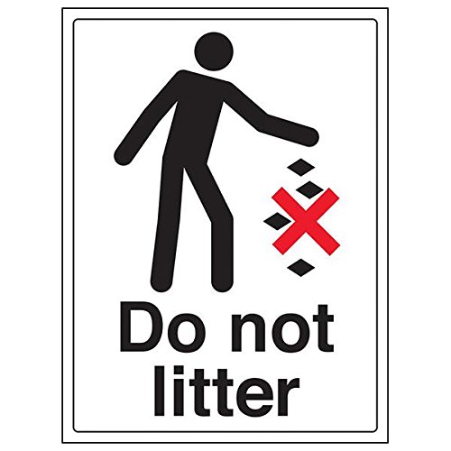 VSafety 72004BC-S'Do Not Litter' Schild, Hochformat, 300 mm x 400 mm (3 Stück) von V Safety